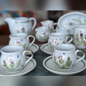 Vintage Buchan Thistleware Stoneware Teacup & Saucers